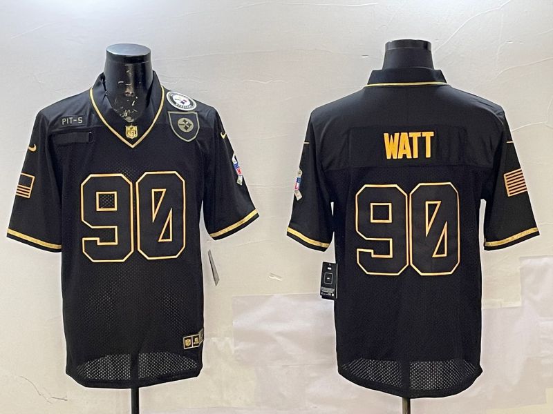 Men Pittsburgh Steelers #90 Watt Black Gold 2025 Nike Limited NFL Jersey style 2->arizona cardinals->NFL Jersey